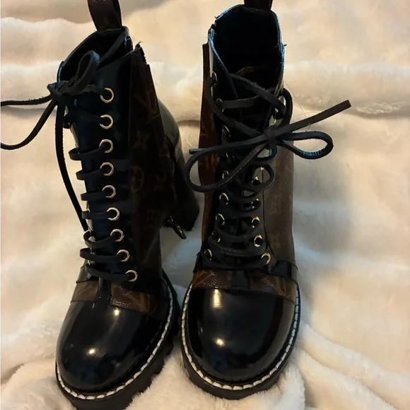 Louis Vuitton Black and Brown Heeled Boots - Picture 4 of 8